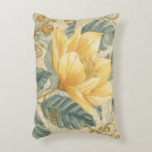 Luxurious, Beautiful Yellow Lemon Flower Pattern  アクセントクッション (正面(垂直))