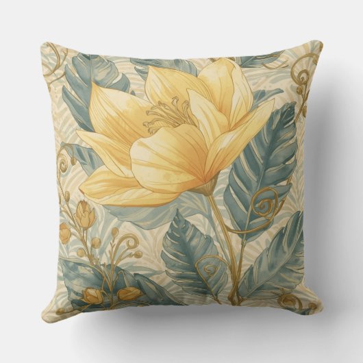 Luxurious, Beautiful Yellow Lemon Flower Pattern クッション (裏面)