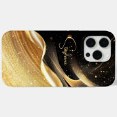 Luxurious black base & gold pearl name iPhone case Case-Mate iPhoneケース (裏面 (横))