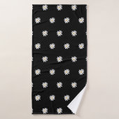 Luxurious Black Bath Towel with Floral Pattern バスタオル (バスタオル)