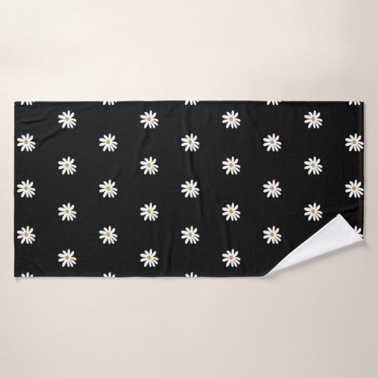 Luxurious Black Bath Towel with Floral Pattern バスタオル (バスタオル)