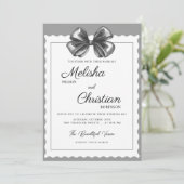 Luxurious Black Bow Wedding Invitation. 招待状 (スタンド正面)