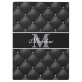 luxurious black design monogramed personalized   クリップボード (裏面)