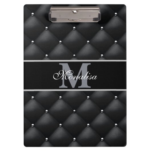 luxurious black design monogramed personalized   クリップボード (正面)