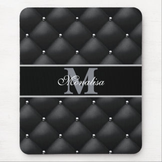 luxurious black design monogramed personalized   マウスパッド