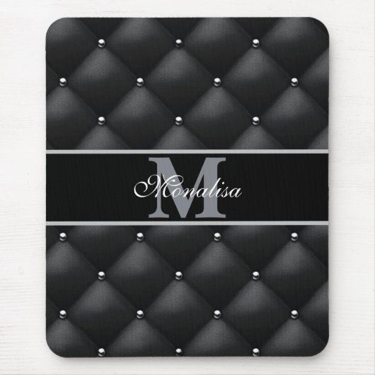 luxurious black design monogramed personalized   マウスパッド (正面)