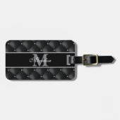 luxurious black design monogramed personalized ラゲッジタグ (正面横)