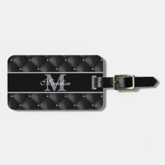 luxurious black design monogramed personalized   ラゲッジタグ