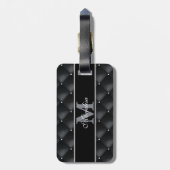 luxurious black design monogramed personalized   ラゲッジタグ (裏面縦)