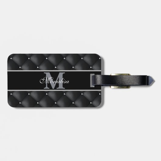 luxurious black design monogramed personalized ラゲッジタグ (裏面横)