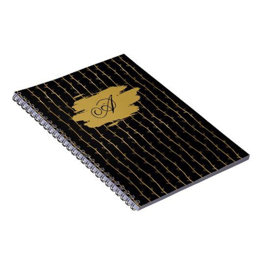Luxurious Black & Gold Leaf Personalized Notebook ノートブック (右側)