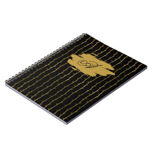 Luxurious Black & Gold Leaf Personalized Notebook ノートブック (左側)