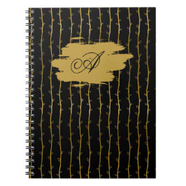 Luxurious Black & Gold Leaf Personalized Notebook ノートブック