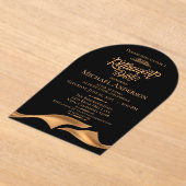 Luxurious Black Gold Retirement Party アクリル招待状 (レイダウン)