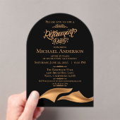 Luxurious Black Gold Retirement Party アクリル招待状 (インサイチュ (ポータブル))