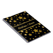 Luxurious Black & Gold Star Personalized ノートブック (右側)