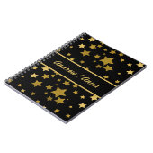 Luxurious Black & Gold Star Personalized ノートブック (左側)