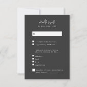 Luxurious black satin wedding meal choices RSVP (裏面)