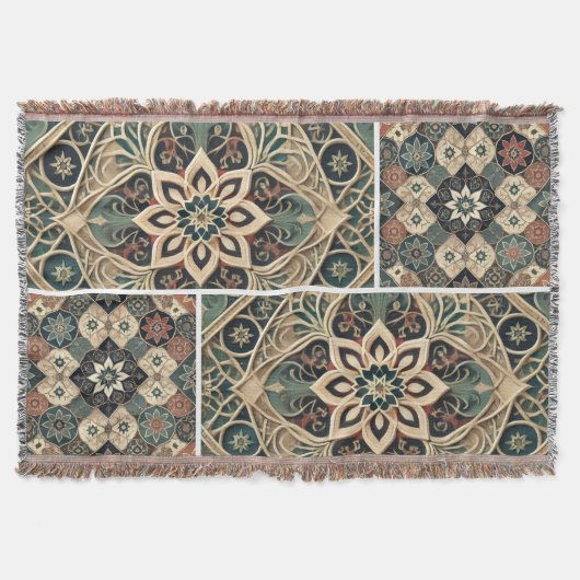 luxurious blanket with elegant geometric 🍁 スローブランケット (正面)