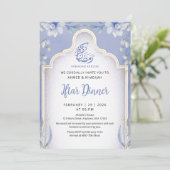 Luxurious Blue and Gold Floral Iftar Dinner 招待状 (スタンド正面)
