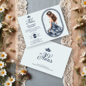 Luxurious Blue Oval Frame Charming Quinceañera 招待状