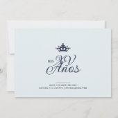 Luxurious Blue Oval Frame Charming Quinceañera  招待状 (裏面)