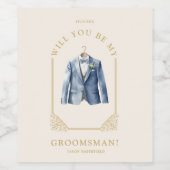 Luxurious Blue Suit Ornamental Dome Arch Effect ワインラベル (シングルラベル)