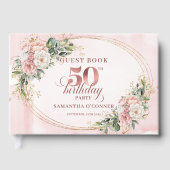 Luxurious Blush Floral Greenery 50th Guest Book ゲストブック (正面)
