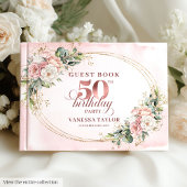 Luxurious Blush Floral Greenery 50th Guest Book ゲストブック