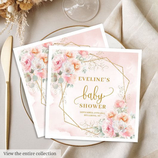 Luxurious blush pink florals baby shower luncheon  スタンダードランチョンナプキン