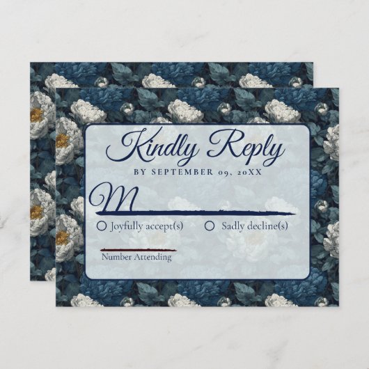 Luxurious Botanical Peonies Spring Wedding Rsvp (正面/裏面)