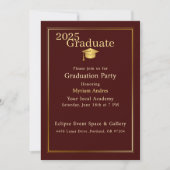 Luxurious Burgundy & Gold Graduation Invitation 招待状 (正面)