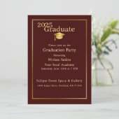 Luxurious Burgundy & Gold Graduation Invitation 招待状 (スタンド正面)