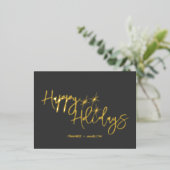 Luxurious Business Logo Happy Holidays Real Gold 箔シーズンポストカード (立ち正面)