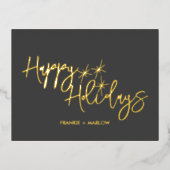 Luxurious Business Logo Happy Holidays Real Gold 箔シーズンポストカード (正面)