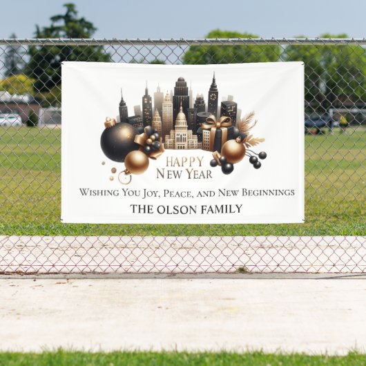 Luxurious Cityscape New Year’s Greeting 横断幕 (インサイチュ)