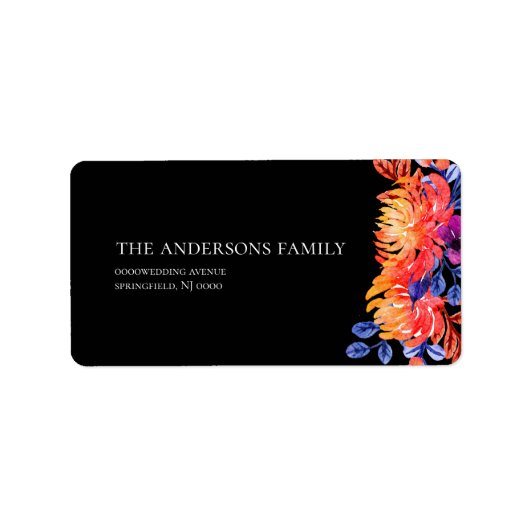 Luxurious Classy Elegant Watercolor Flowers ラベル (正面)