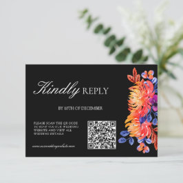 Luxurious Classy Elegant Watercolor Flowers weddin 出欠カード