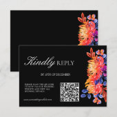 Luxurious Classy Elegant Watercolor Flowers weddin 出欠カード (正面/裏面)