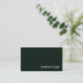 Luxurious Dark Green Pinstripe Business Card 名刺 (スタンド正面)