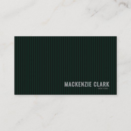 Luxurious Dark Green Pinstripe Business Card 名刺 (正面)