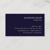 Luxurious Deep Navy Blue Monochrome Business Card 名刺 (裏面)