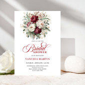 Luxurious Deep Red Gold Bridal Shower Invitation 招待状