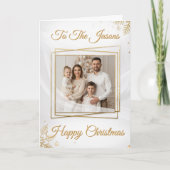 Luxurious Elegant Gold Frame Photo Christmas Card カード (正面)