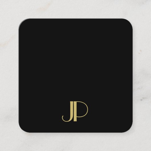 Luxurious Elegant Template Monogram Black And Gold スクエア名刺 (正面)