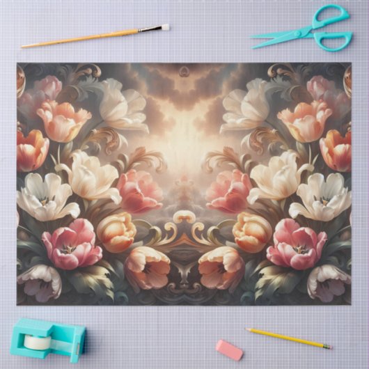 Luxurious Ethereal Baroque Floral Decoupage 薄葉紙 (クラフト)