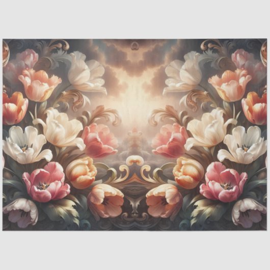 Luxurious Ethereal Baroque Floral Decoupage 薄葉紙 (正面)
