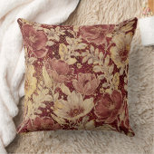 Luxurious Flowers,Gold Maroon, Elegant Beautiful クッション (ブランケット)