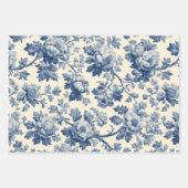 Luxurious French Toile Dreamy Blue Engraved Floral ラッピングペーパーシート (正面)