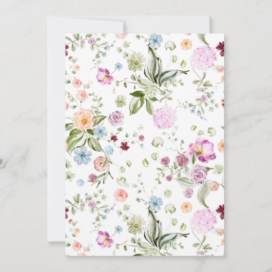 Luxurious Garden Floral Wedding Menu Card 招待状 (裏面)